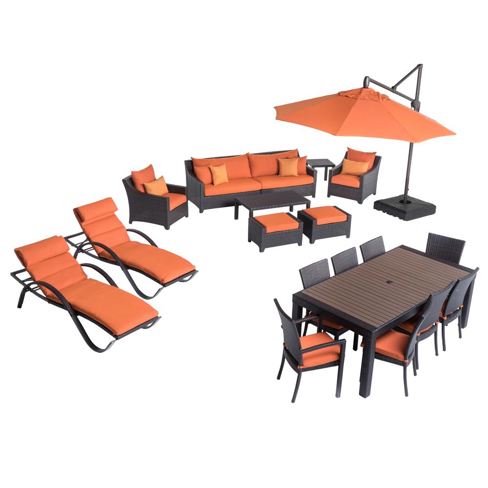Rst Brands Deco Estate Wicker 20 Piece Patio Conversation Set With Rst Brands Deco Estate Wicker 20 Piece Patio Conversation Set With Sunbrella Tikka Orange Cushions