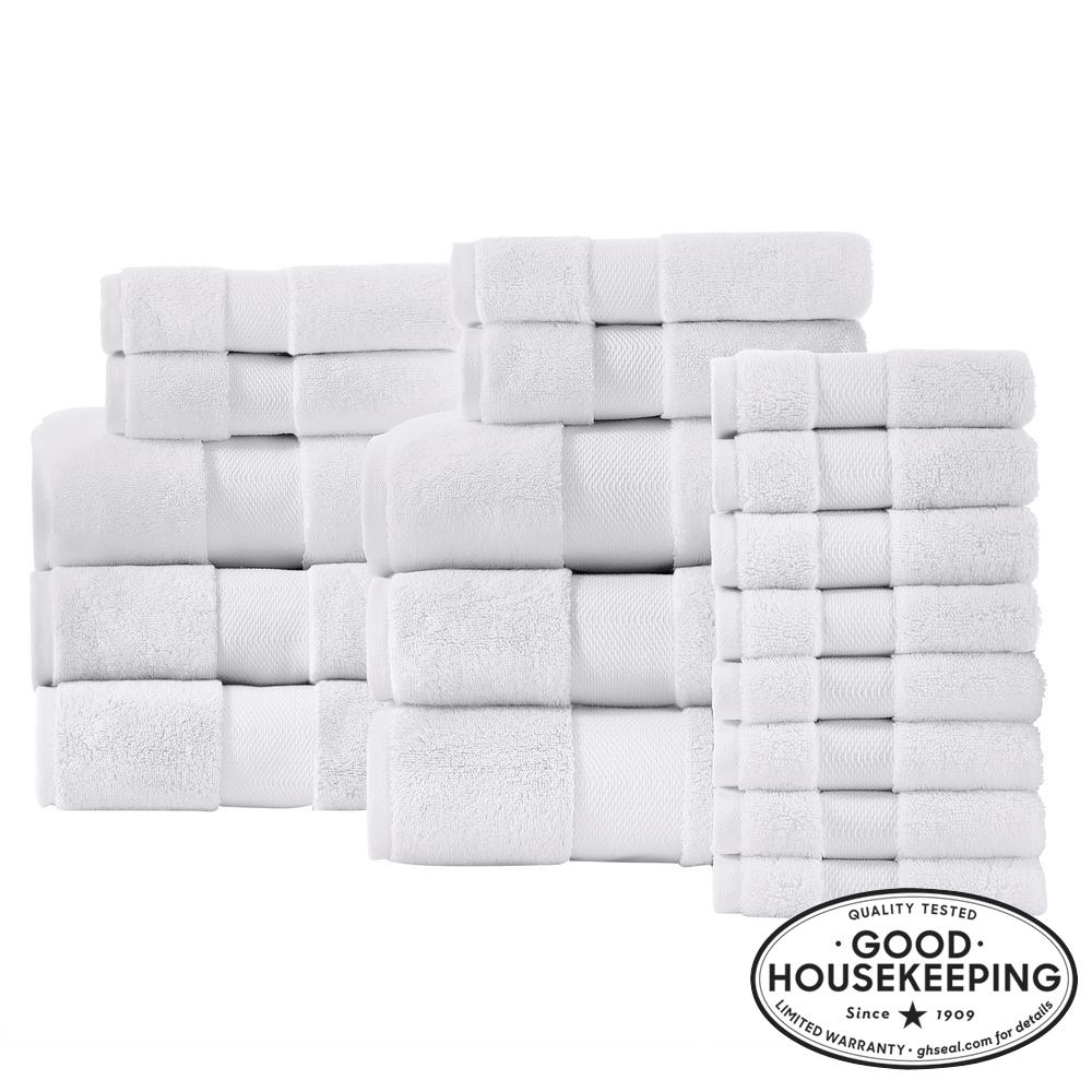 Plush Soft Cotton 18-Piece Towel Set in White