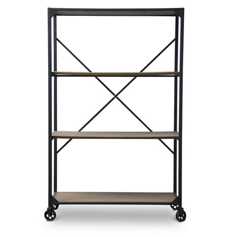 Home Decorators Collection Ryan Burnished Black 5 Shelf Open Caribou Natural And Black Open Bookcase
