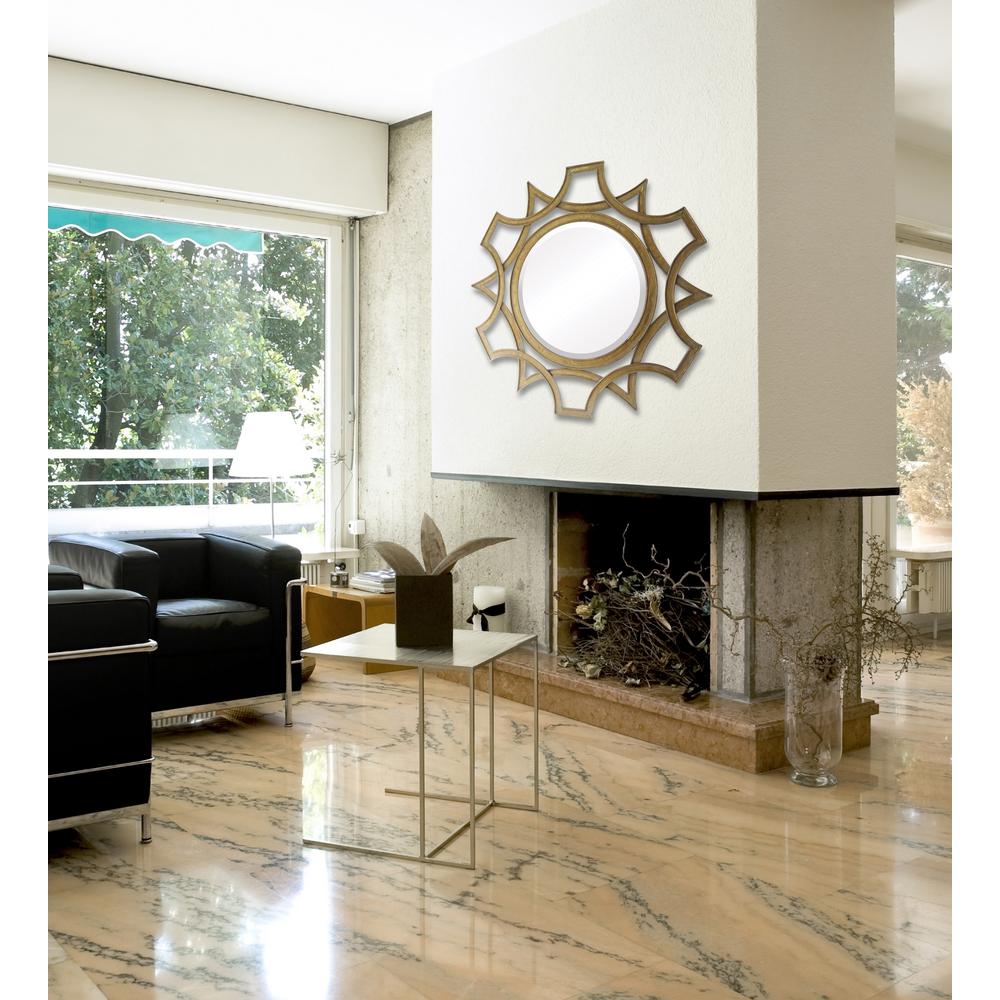 Titan Lighting Abberley 40 In Round Antique Framed Beveled Mirror Round Antique Framed Beveled Mirror