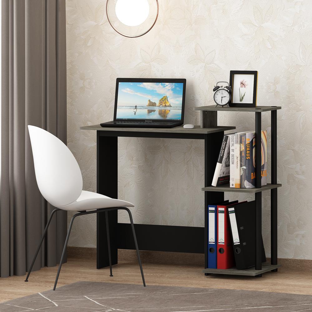 Furinno Efficient French Oak Grey And Black Home Computer Desk