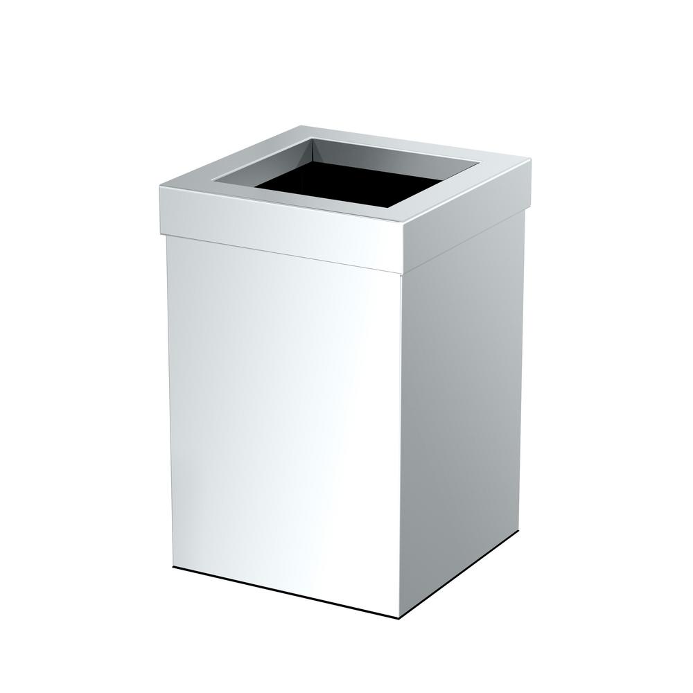 Stainless Steel Waste Baskets Bathroom Decor The Home Depot Modern Waste Can Square In Chrome