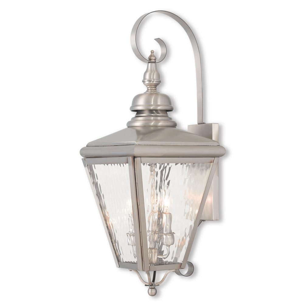 Livex Lighting Cambridge 3 Light Brushed Nickel Outdoor Wall Lantern Sconce