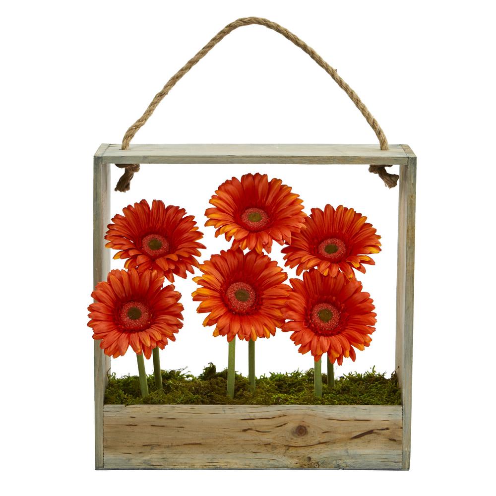nearly natural gerber daisy garden artificial arrangement in hanging fram nearly natural gerber daisy garden artificial arrangement in hanging fram