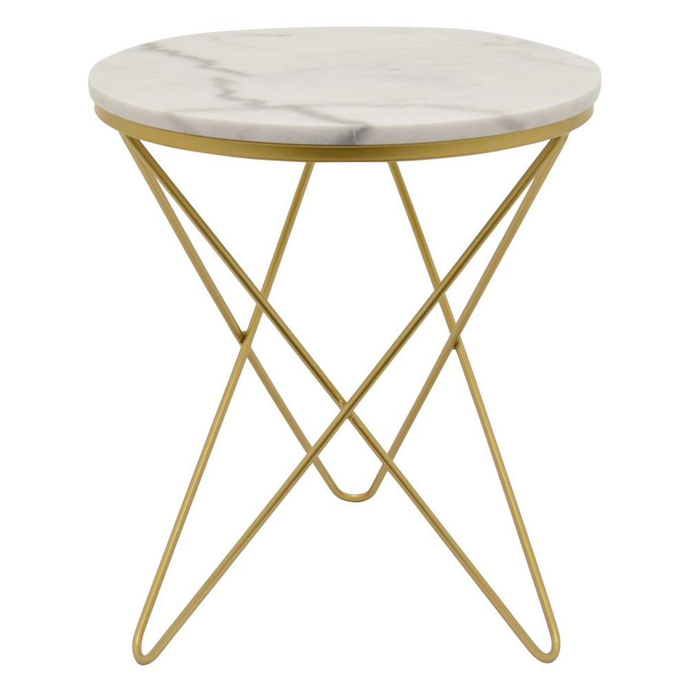23 75 In Gold Metal Marble Top Table 23 75 In Gold Metal Marble Top Table