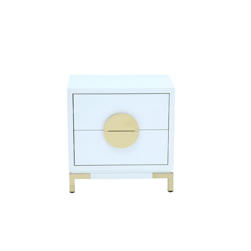 Boyel Living 24.4 in. Height 2Drawer Nightstand Beige MDF High Gloss