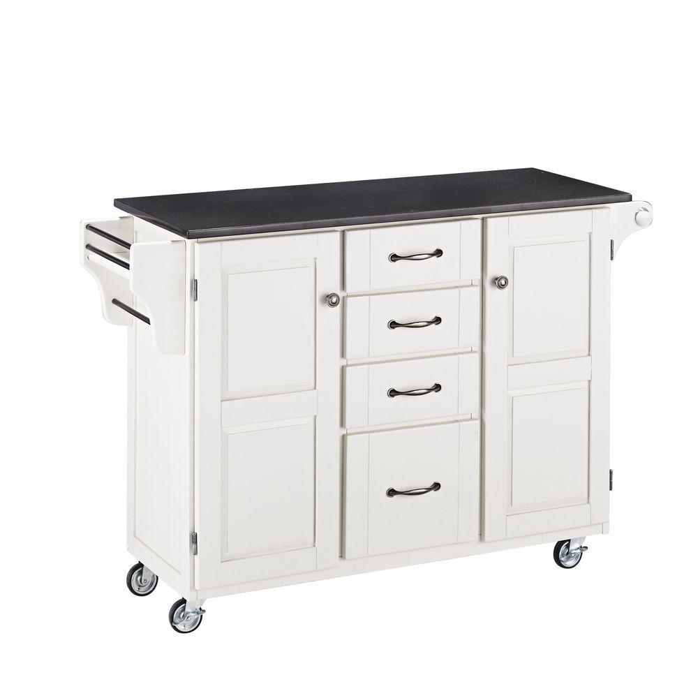 Home Styles CreateaCart White Kitchen Cart with Black Granite Top
