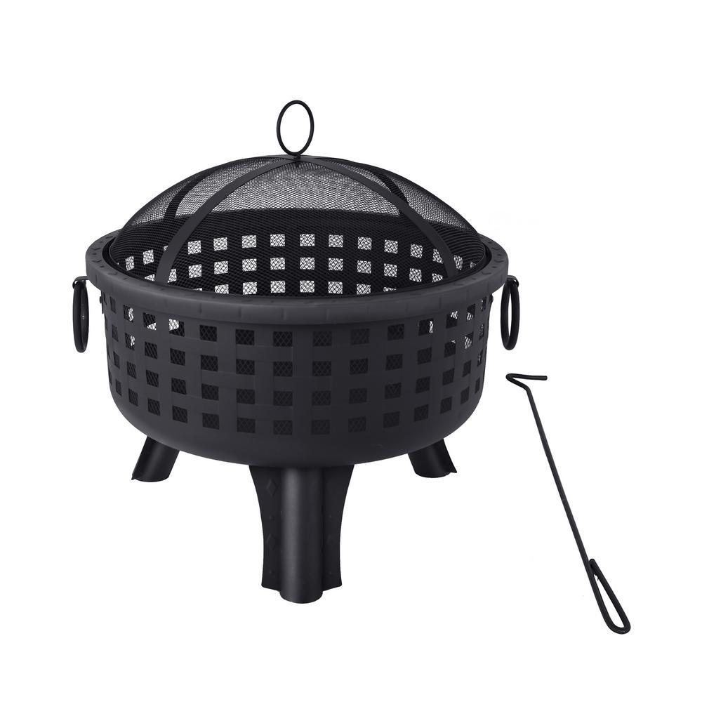 Micasa 25 In X 26 In Round Steel Heavy Duty Wood Burning Fire