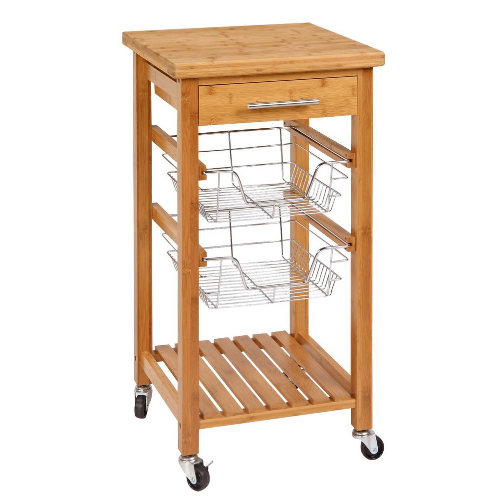 Emaster Bamboo Kitchen Cart With Baskets Csk 007 Emaster Bamboo Kitchen