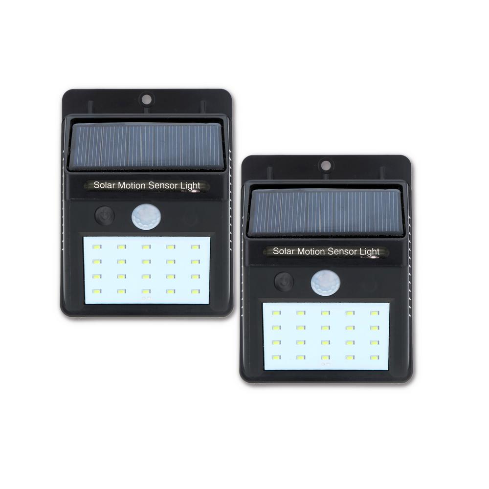 Solar Outdoor Security Lighting The Home Depot 20 Light Black Motion Activated Outdoor Integrated Led Wall