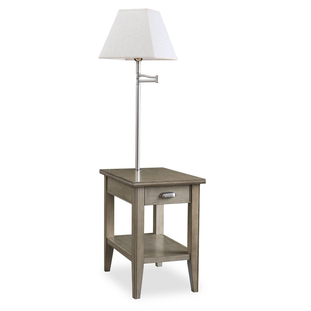 narrow end table with lamp