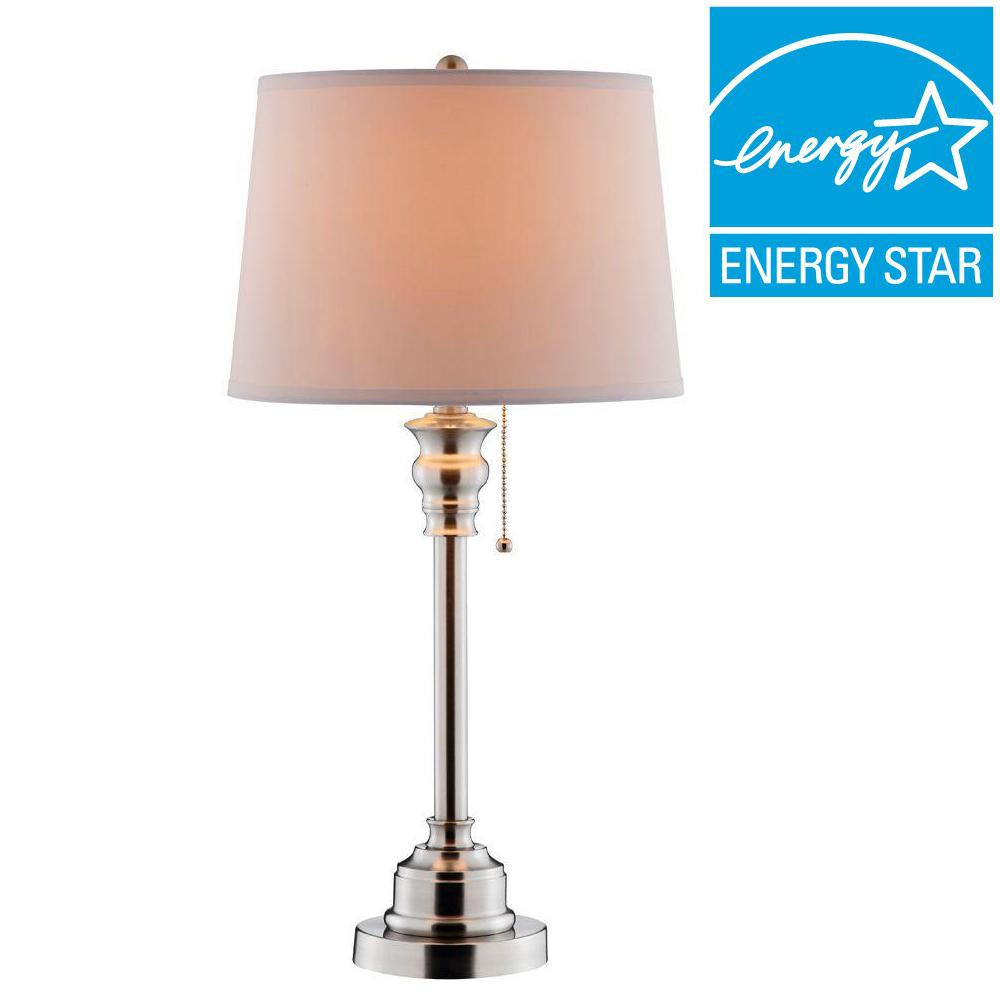 Hampton Bay Bolton 25 75 In Brushed Nickel Table Lamp With Ttl 20 Hampton Bay Bolton 25 75 In Brushed Nickel Table Lamp With Ttl 20 Compliant Fixture