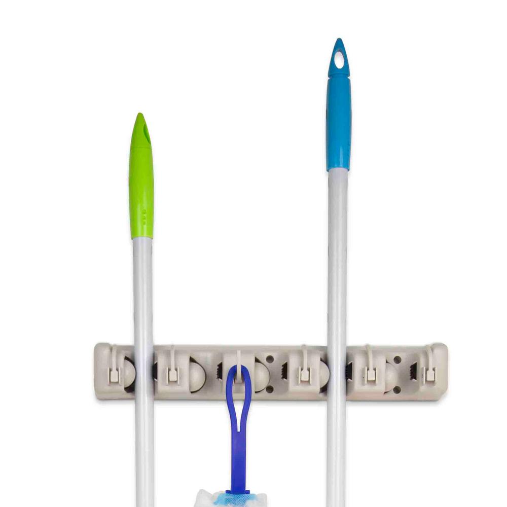 HOME basics 3 inch Plastic 6 Slot Mop and Broom Holder by HOME basics