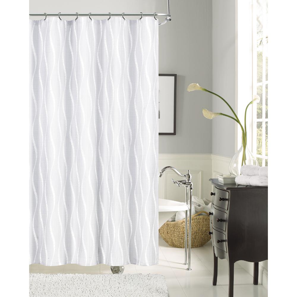 Morocco 72 In White Shrink Yarn Fabric Shower Curtain Morscwh The