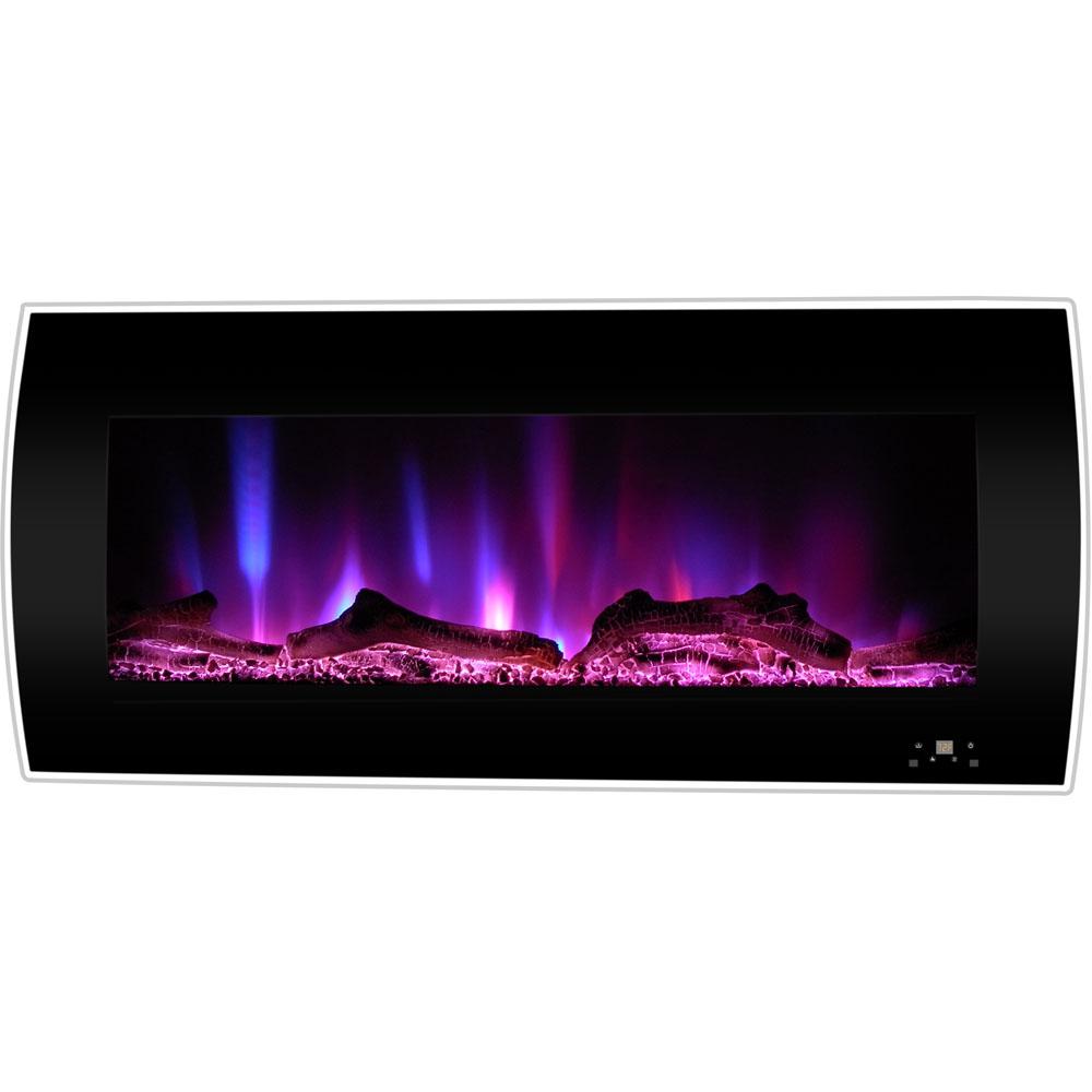 Cambridge Curved 42 In Wall Mount Electric Fireplace Black With Wall Mount Electric Fireplace In Black With Driftwood Logulti Color Led Flames