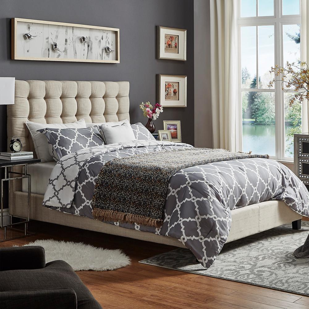 Homesullivan Cadley Beige On Tufted Queen Platform Bed 40e359bq Homesullivan Cadley Beige On Tufted Queen Platform Bed