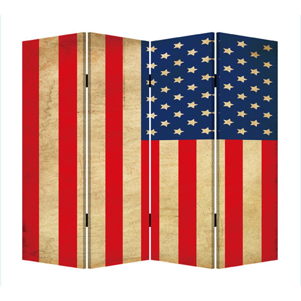 AMERICAN FLAG 7 ft. Multicolor 4Panel Room DividerSG219A The Home