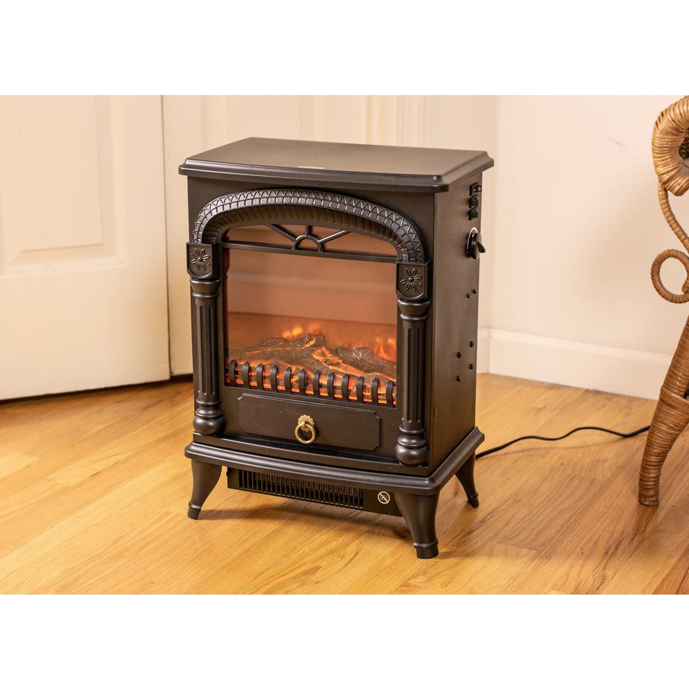 Comfort Zone 1 500 Watt Black Electric Fireplace Stove Heater With